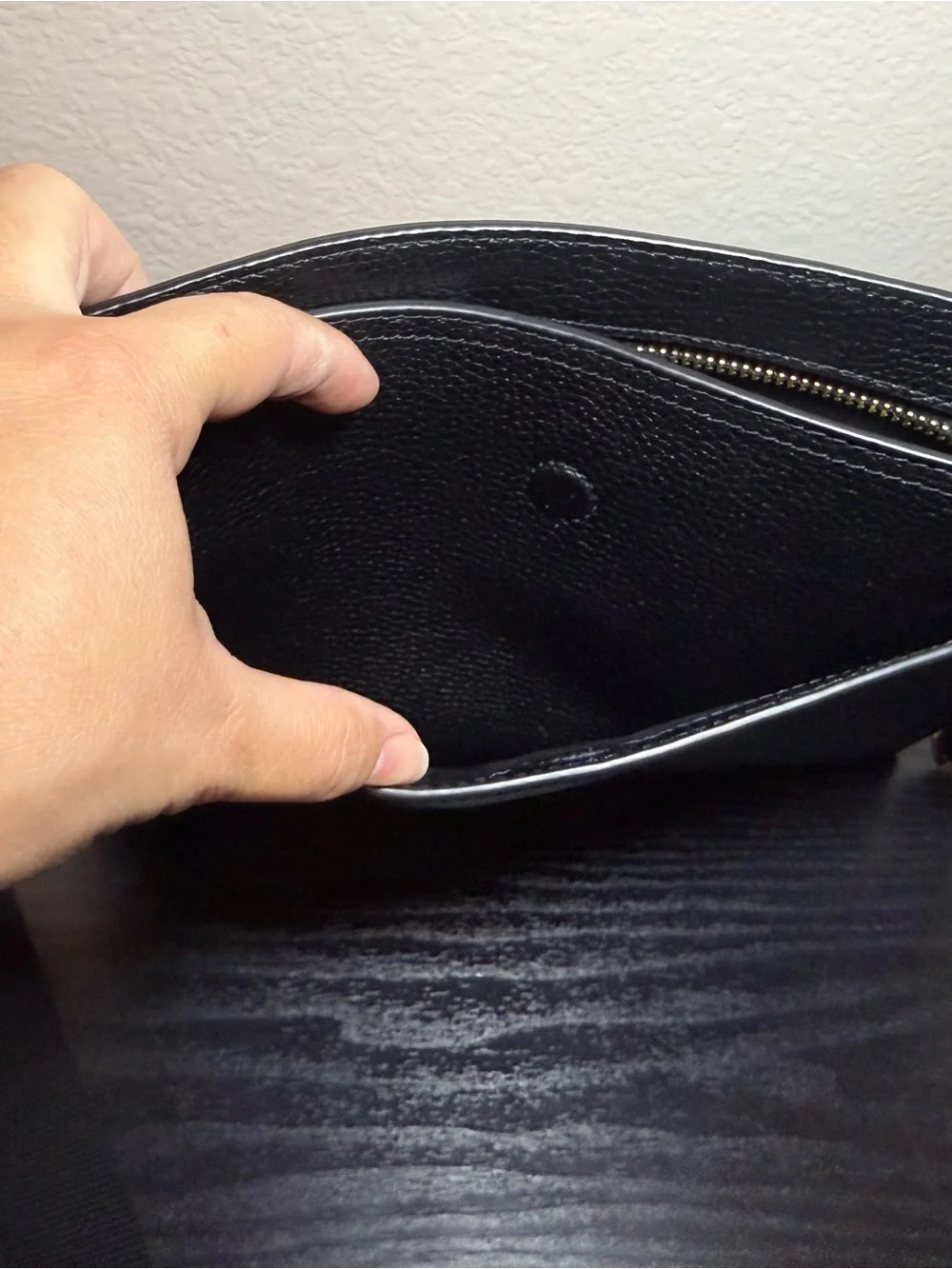 Tory Burch Black Pebbled Leather Crossbody Pouch with Gold Hardware